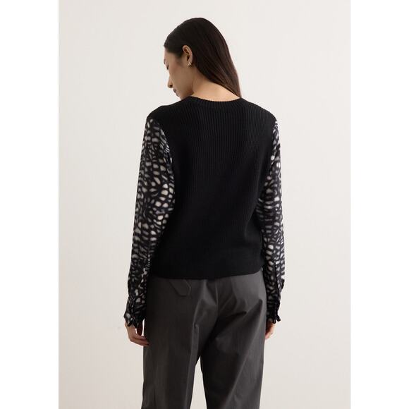 Dries Van Noten Tomina Silk Sleeve V Neck Sweater in Black L - Picture 4 of 5